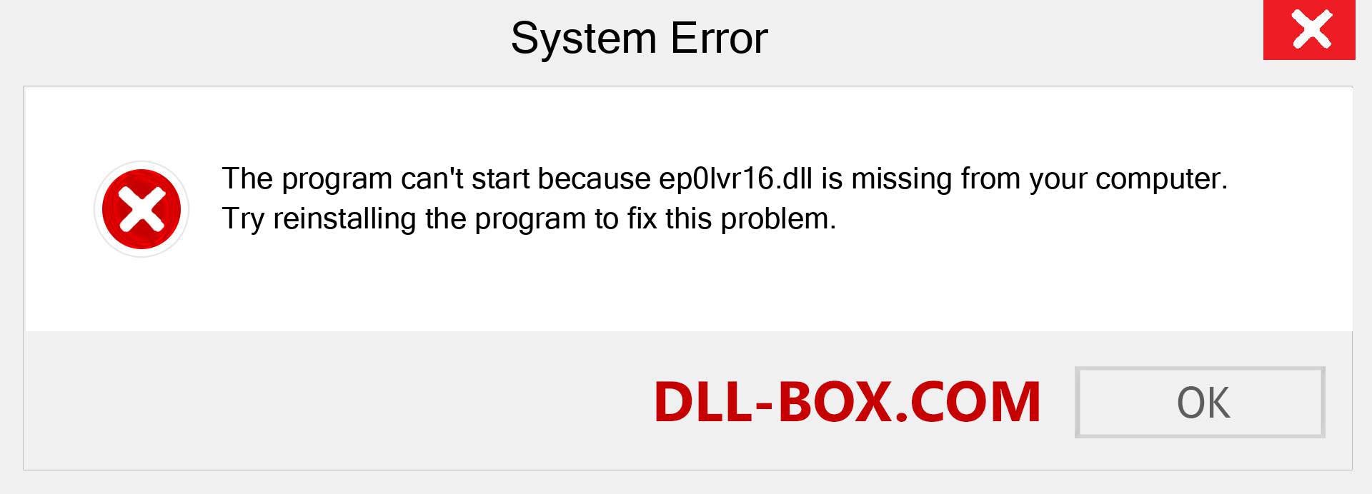  ep0lvr16.dll file is missing?. Download for Windows 7, 8, 10 - Fix  ep0lvr16 dll Missing Error on Windows, photos, images